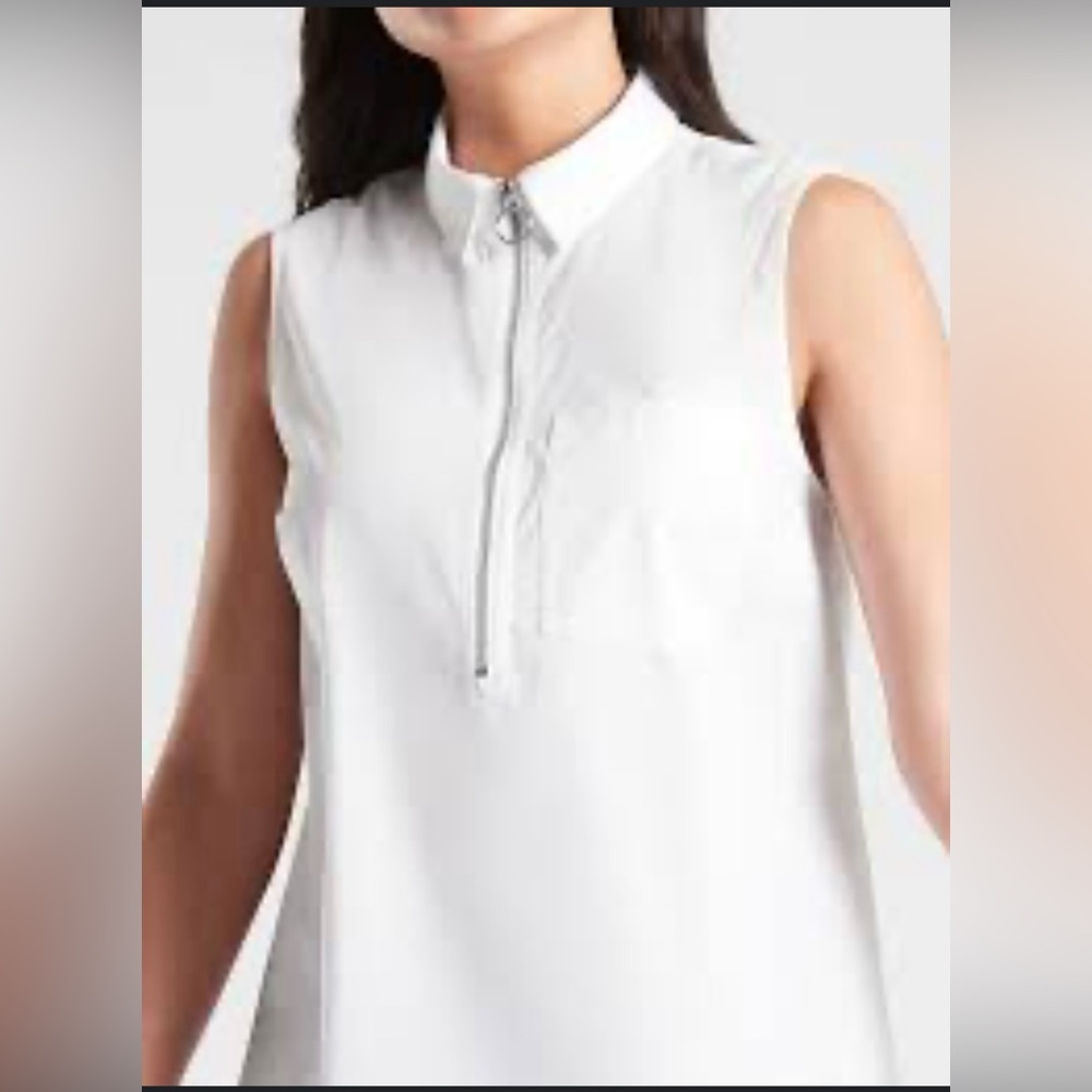 Athleta White Uptown Shell Zip Up Tank Top